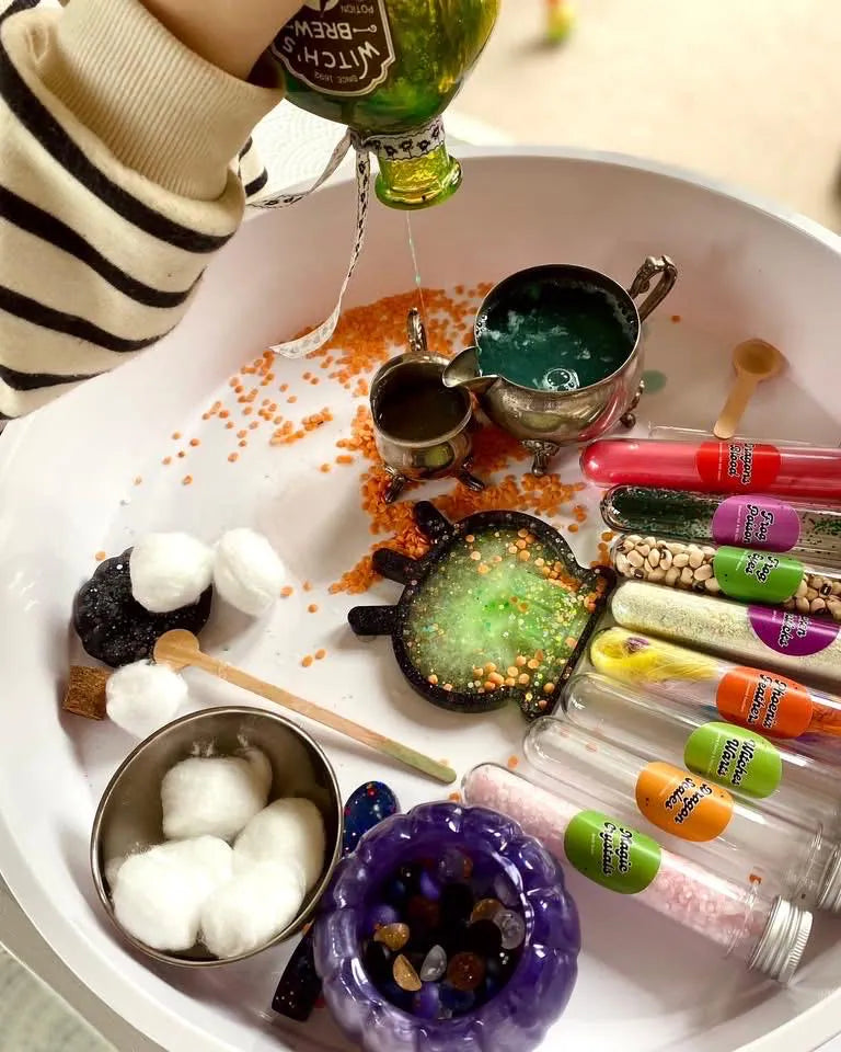 Little Dreamers Lab: Witches & Wizards Rainbow Potion Kit | Sensory Play for Kids | Halloween Tuff Tray & Mud Kitchen Activity